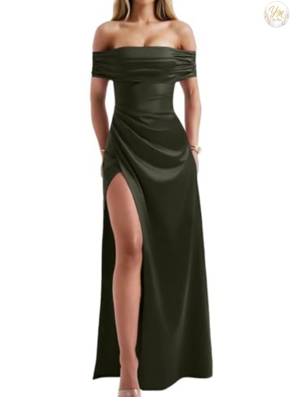 Women's Sleeveless Bodycon Formal Maxi Dress with Off Shoulder Neckline